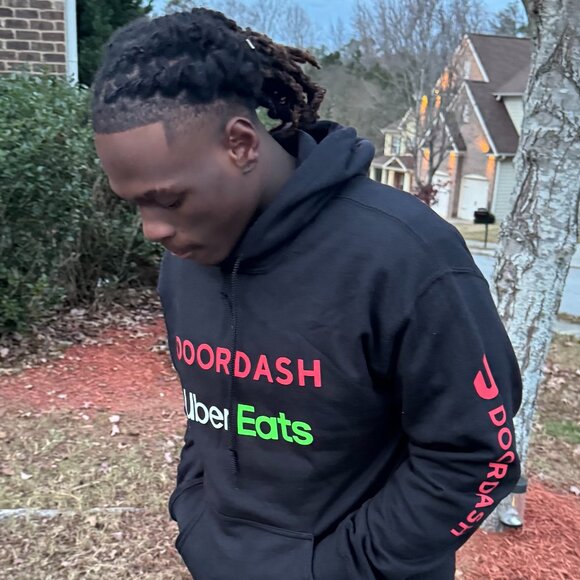 Reflective DoorDash / UberEats Sweatshirt Hoodie - Delivery Driver Dash Uber - Picture 10 of 13